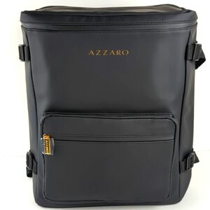 Azzaro Men's Black Boxy-Style Backpack Perfect Air Travel Personal Item Size